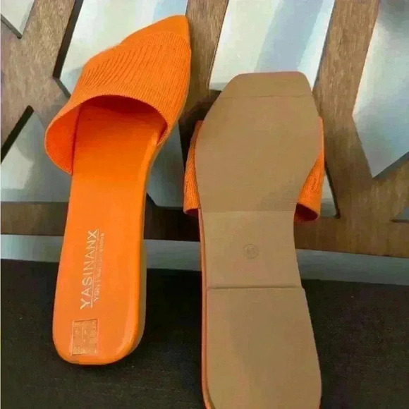 OYOANGLE  Single Band Square Open Toe Slide Sandals Summer Slip on Flat Sandals - Picture 6 of 7